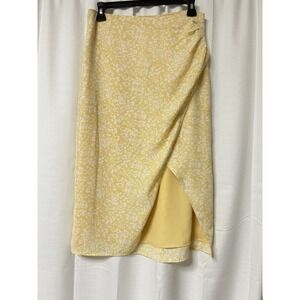 Abercrombie & Fitch Patterned Midi Skirt Front Slit Yellow Size M Summer M